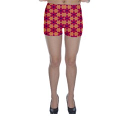 Red Flowers Pattern                                                                            Skinny Shorts by LalyLauraFLM