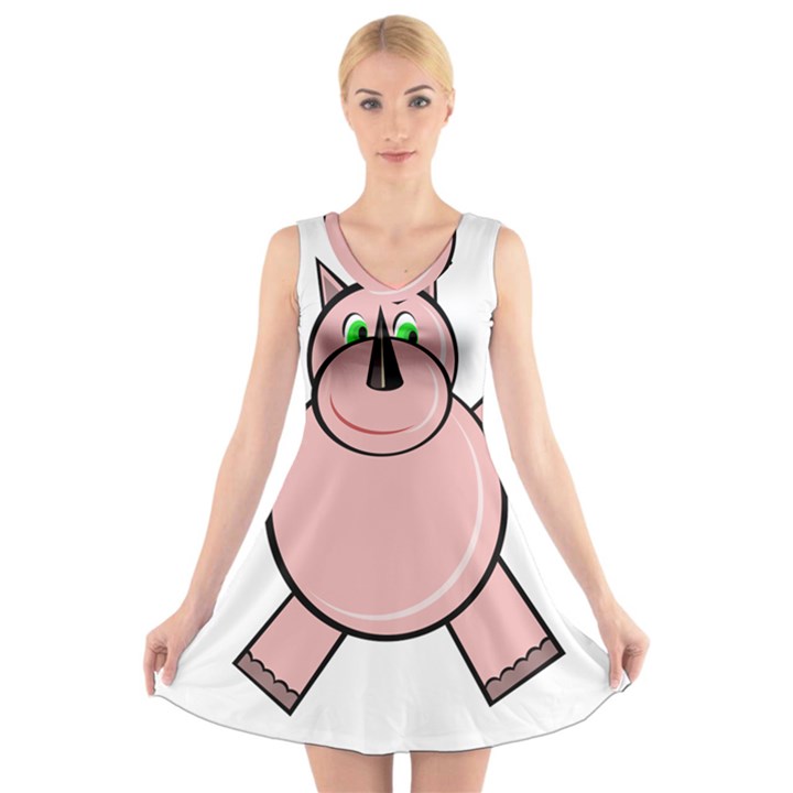 Pink Rhino V-Neck Sleeveless Skater Dress