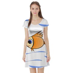 Cute Fish Short Sleeve Skater Dress by Valentinaart