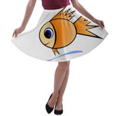 Cute Fish A-line Skater Skirt by Valentinaart