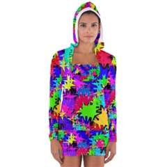 Colorful Shapes                                                                             Women s Long Sleeve Hooded T-shirt by LalyLauraFLM