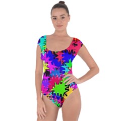 Colorful Shapes      Short Sleeve Leotard by LalyLauraFLM