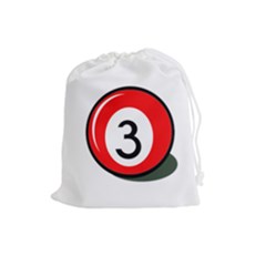 Billiard Ball Number 3 Drawstring Pouches (large)  by Valentinaart