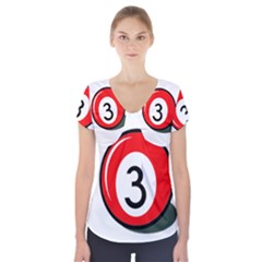 Billiard Ball Number 3 Short Sleeve Front Detail Top