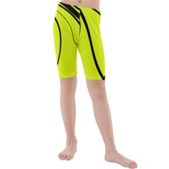 Yellow decorative design Kid s Mid Length Swim Shorts