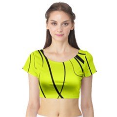 Yellow decorative design Short Sleeve Crop Top (Tight Fit)