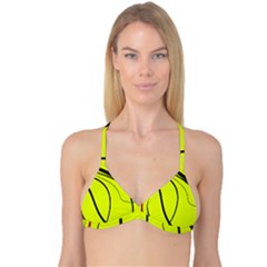 Yellow decorative design Reversible Tri Bikini Top