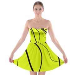 Yellow decorative design Strapless Dresses