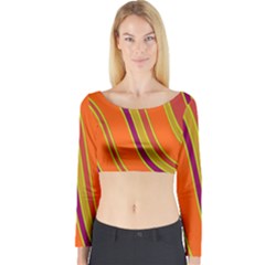 Orange Lines Long Sleeve Crop Top by Valentinaart