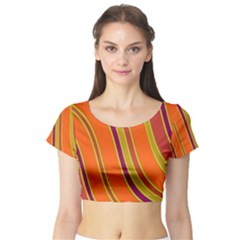 Orange Lines Short Sleeve Crop Top (tight Fit) by Valentinaart