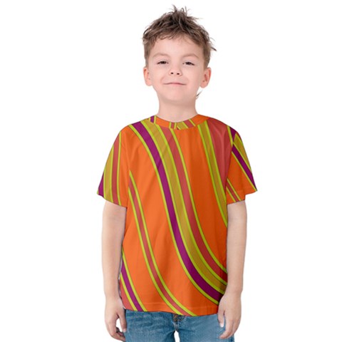 Orange Lines Kid s Cotton Tee by Valentinaart