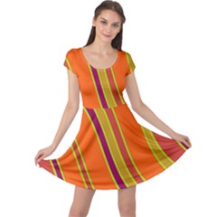 Orange Lines Cap Sleeve Dresses by Valentinaart