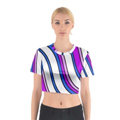 Purple Lines Cotton Crop Top by Valentinaart