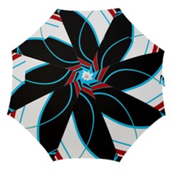 Blue, Red, Black And White Design Straight Umbrellas by Valentinaart