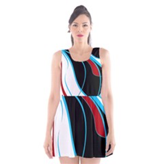 Blue, Red, Black And White Design Scoop Neck Skater Dress by Valentinaart