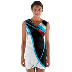 Blue, Red, Black And White Design Wrap Front Bodycon Dress by Valentinaart