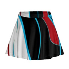 Blue, Red, Black And White Design Mini Flare Skirt by Valentinaart