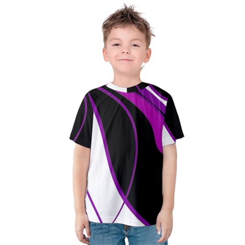 Purple Elegant Lines Kid s Cotton Tee by Valentinaart