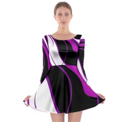 Purple Elegant Lines Long Sleeve Skater Dress by Valentinaart