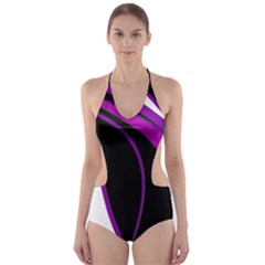 Purple Elegant Lines Cut-out One Piece Swimsuit by Valentinaart