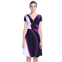 Purple Elegant Lines Short Sleeve Front Wrap Dress by Valentinaart