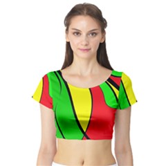 Colors Of Jamaica Short Sleeve Crop Top (tight Fit) by Valentinaart