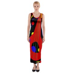 Abstract Guitar  Fitted Maxi Dress by Valentinaart