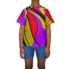 Colorful Lines Kid s Short Sleeve Swimwear by Valentinaart