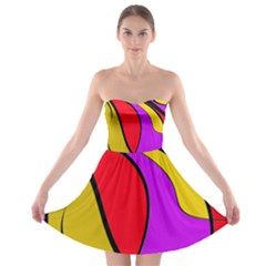 Colorful Lines Strapless Dresses by Valentinaart