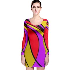 Colorful Lines Long Sleeve Velvet Bodycon Dress by Valentinaart