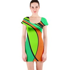 Green And Orange Short Sleeve Bodycon Dress by Valentinaart