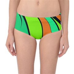 Green And Orange Mid-waist Bikini Bottoms by Valentinaart