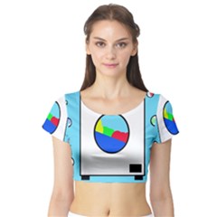 Washing Machine  Short Sleeve Crop Top (tight Fit) by Valentinaart