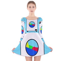 Washing Machine  Long Sleeve Velvet Skater Dress by Valentinaart