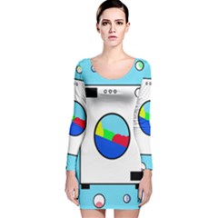 Washing Machine  Long Sleeve Velvet Bodycon Dress by Valentinaart