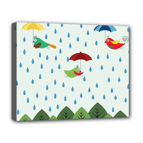 Birds In The Rain Deluxe Canvas 20  X 16   by justynapszczolka