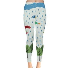 Birds In The Rain Leggings  by justynapszczolka