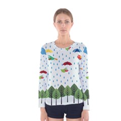 Birds In The Rain Women s Long Sleeve Tee