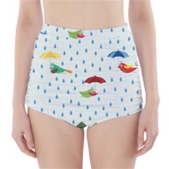 Birds In The Rain High-waisted Bikini Bottoms