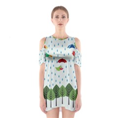 Birds In The Rain Cutout Shoulder Dress