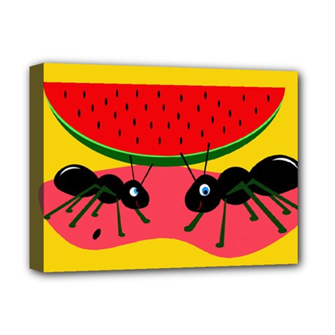 Ants And Watermelon  Deluxe Canvas 16  X 12   by Valentinaart