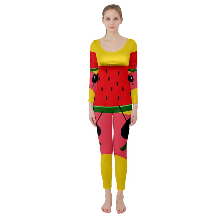 Ants and watermelon  Long Sleeve Catsuit