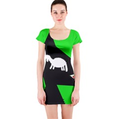 Wolf And Sheep Short Sleeve Bodycon Dress by Valentinaart