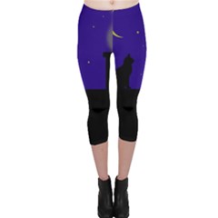 Cat On The Roof  Capri Leggings  by Valentinaart