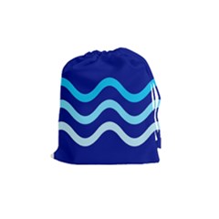 Blue Waves  Drawstring Pouches (medium)  by Valentinaart