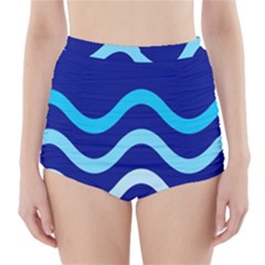 Blue Waves  High-waisted Bikini Bottoms