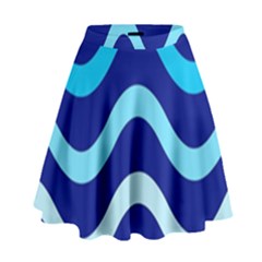 Blue Waves  High Waist Skirt