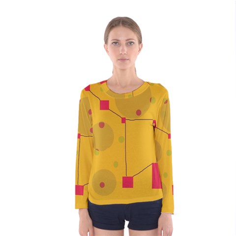 Yellow Abstract Sky Women s Long Sleeve Tee by Valentinaart