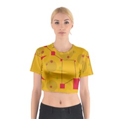 Yellow Abstract Sky Cotton Crop Top by Valentinaart