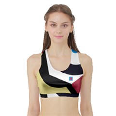 Digital Abstraction Sports Bra With Border by Valentinaart